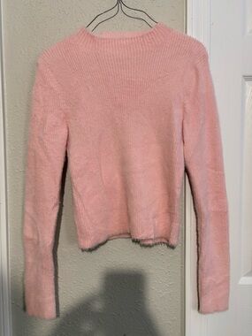 SHEIN Pale Pink Fuzzy Crewneck Sweater